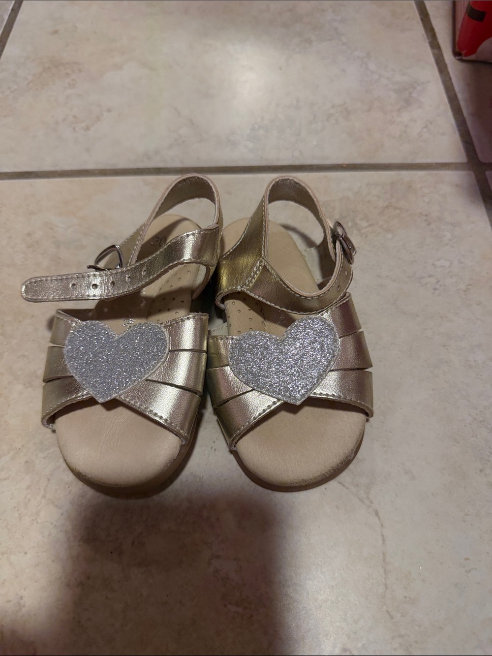 Gymboree Metallic Gold Heart Sandals with Silver Glitter Hearts